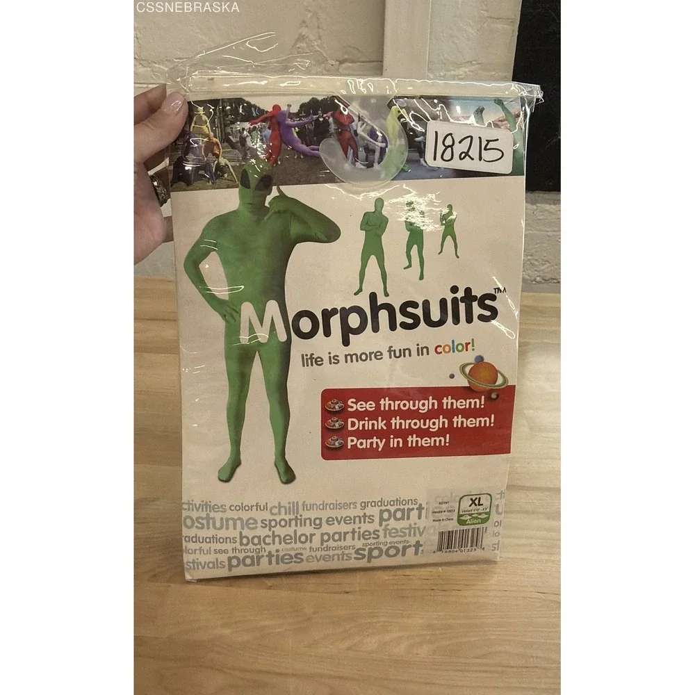 Morphsuits Unisex Green Alien Full Body Spandex Costume Sz XL‎ 5'10